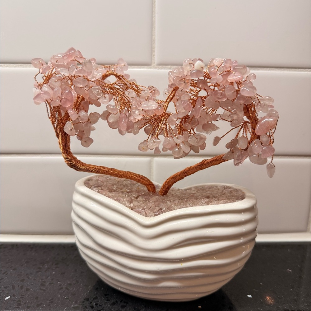 Rose Quartz Heart Crystal‎ Tree Manifestation Love Energy Spiritual Gift